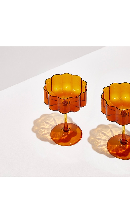  Fazeek Cupé-gläser Mit Wellenmuster Wave Coupe Glasses In Burnt Orange. 