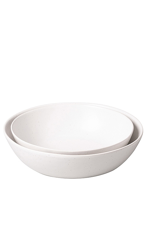 Fable The Low Serving Bowls Set Of 2 In Speckled White