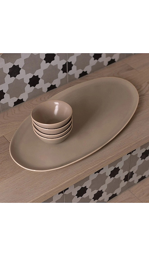  Fable The Oval Serving Platter In Taupe. 