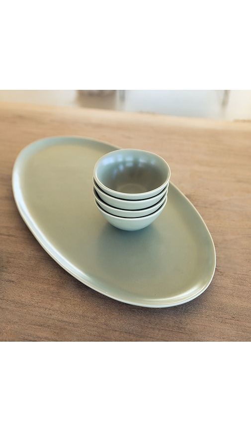  Fable Oval Serving Platter In Sage. 