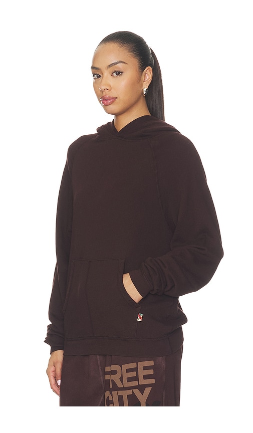 Free City Basicgoodness Fluff Hoodie In Chocolate Rabbit
