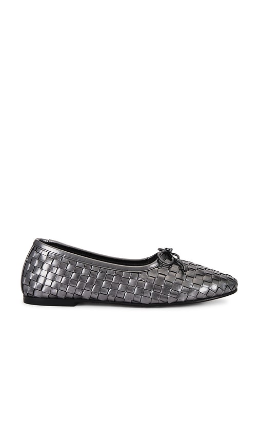 Shop Freda Salvador Roma Flat In Gunmetal Closed Woven Calf