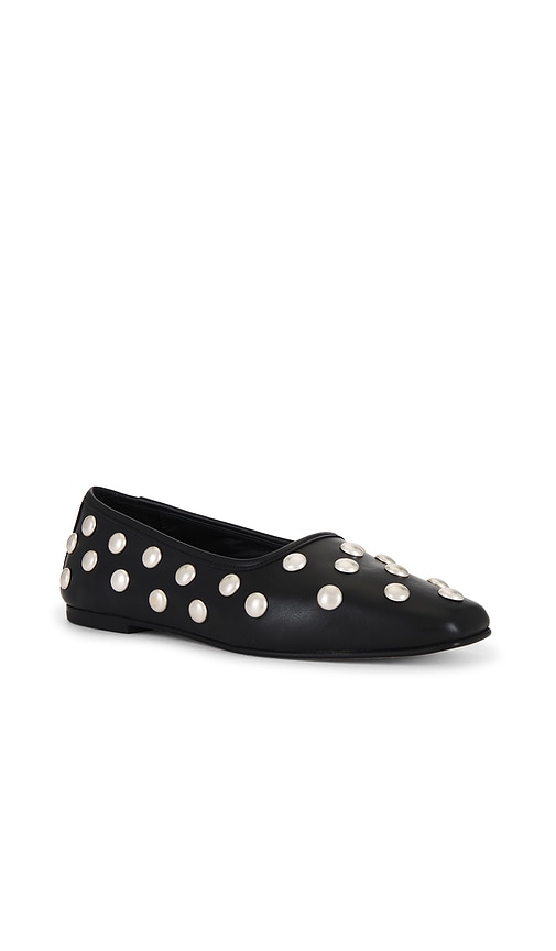 Shop Freda Salvador Jessie Flat In Black Calf With Studs