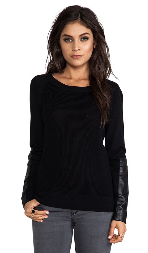 Waffle W/ Leather Patch Sweater