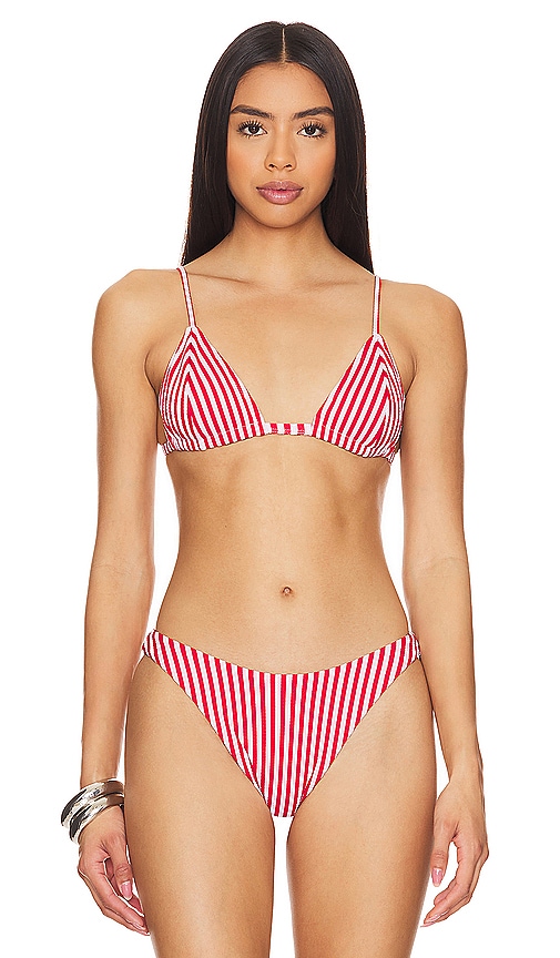 Shop F E L L A Julian Bikini Top In Red Stripe