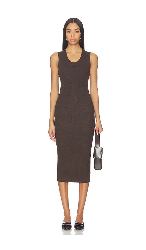 Essentials Rib Tank Dress In Brown