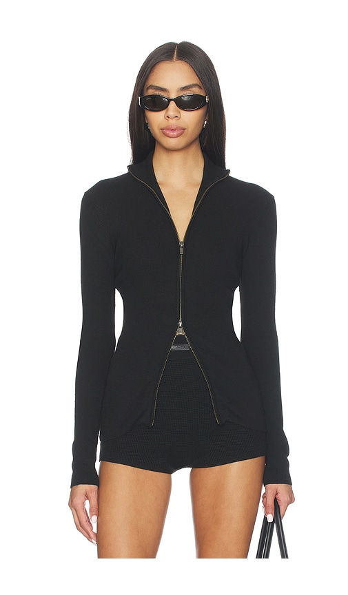 Essentials Soft Rib 2-way Zip-up Jacket In Black