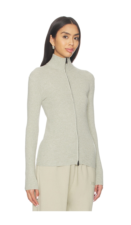 Essentials Soft Rib 2-way Zip-up Jacket In White