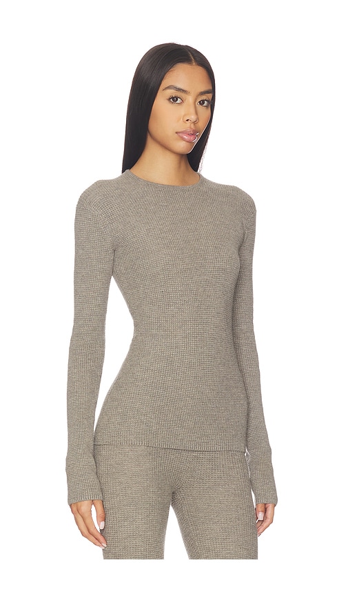 Essentials Waffle Long Sleeve Top In Neutral