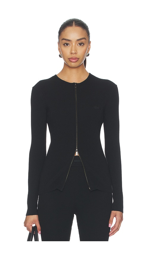 Fear of God ESSENTIALS Signature Rib Knit Fitted Long Sleeve Zip Up Tee