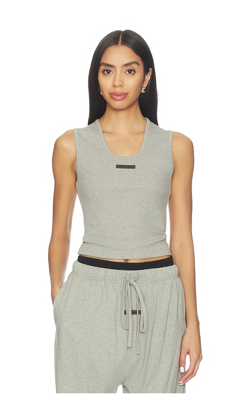 Essentials Rib Tank Top In Gray
