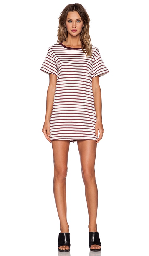 maroon and white t shirt dress