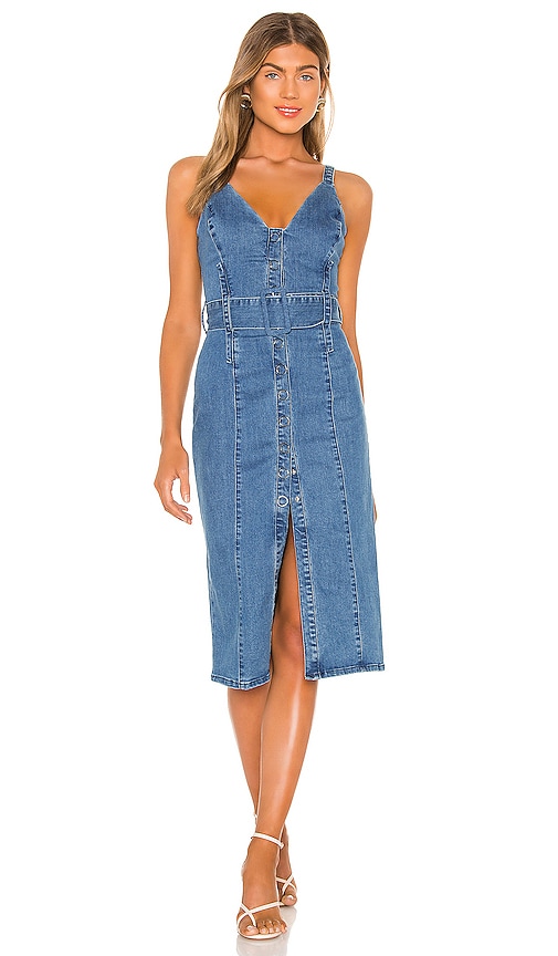 Finders Keepers Coco Midi Dress in Washed Blue | REVOLVE