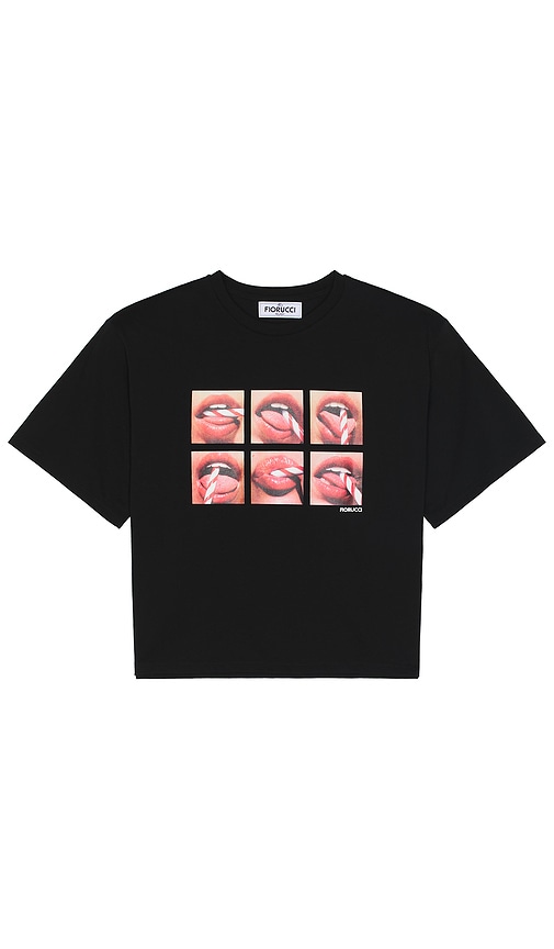 Shop Fiorucci Mouth Print Padded T-shirt In 黑色