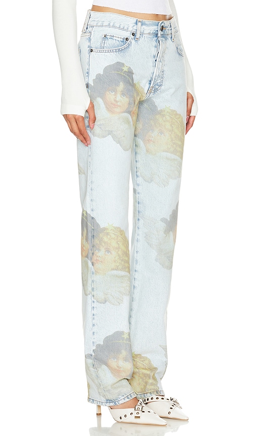Shop Fiorucci Straight Fit Jeans In Blue Angel Print