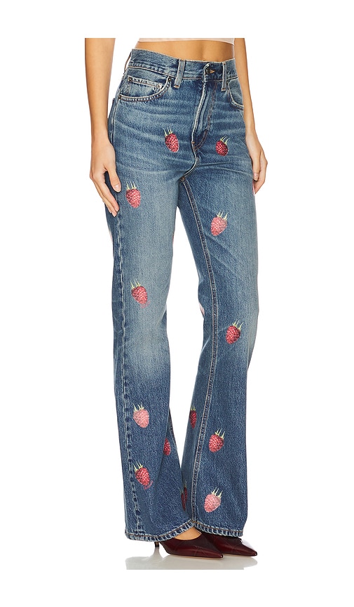 Fiorucci Raspberry Print Flare In 미듐 블루