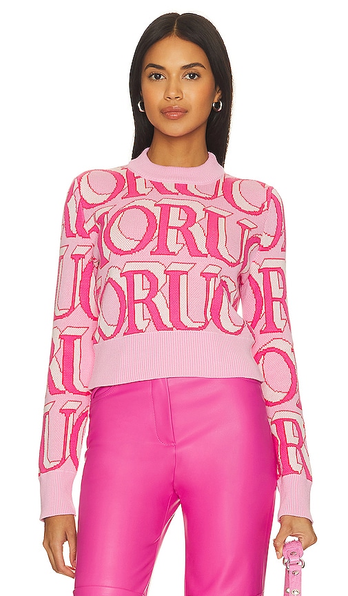 Fiorucci Monogram Cropped Sweater In Pink