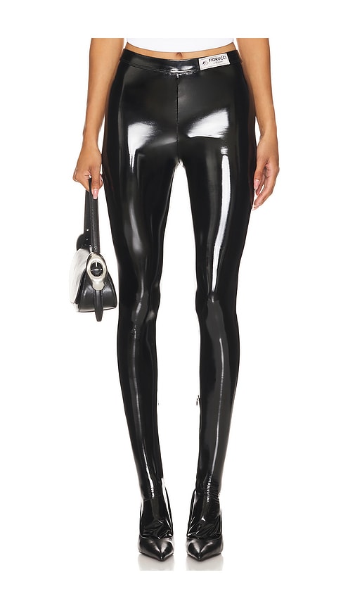 Shop Fiorucci Black Vinyl Footed Leggings