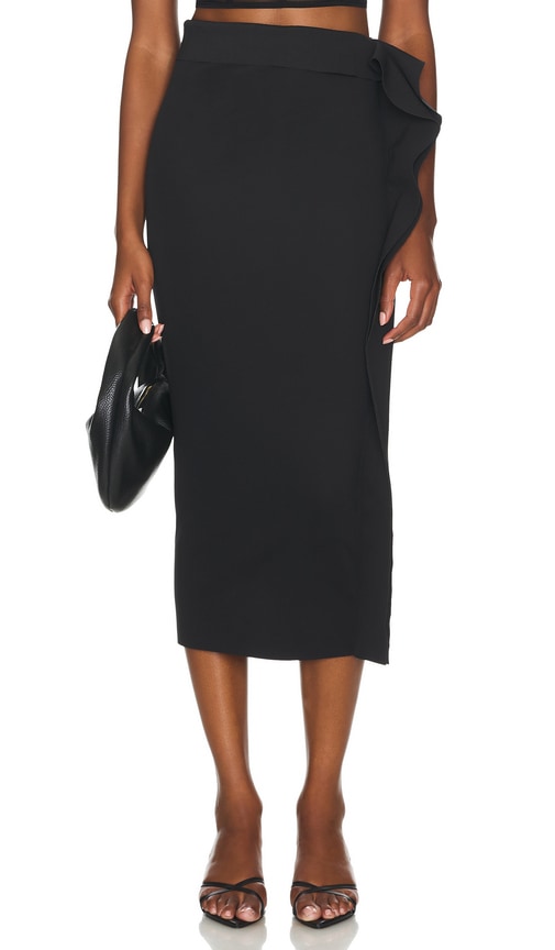 Shop Fiorucci Ruffle Midi Skirt In 黑色