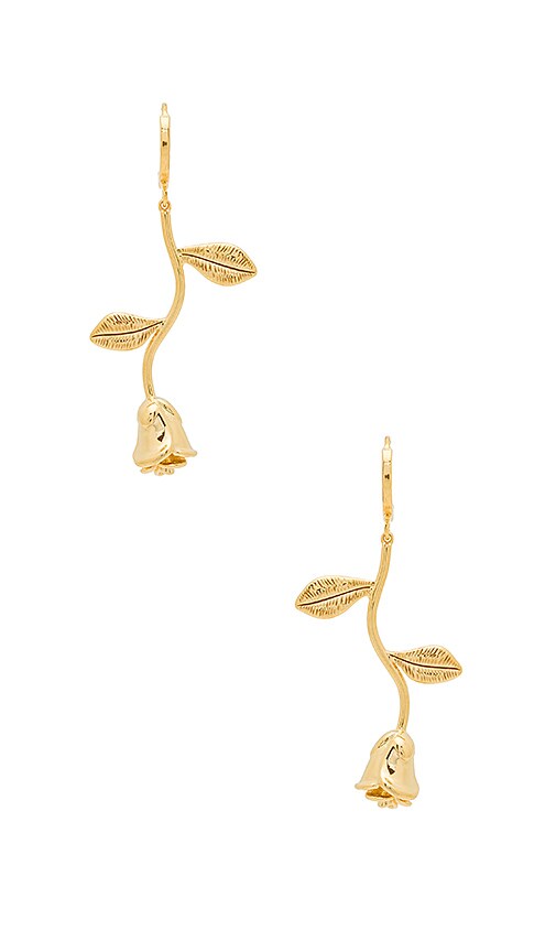 Five And Two Alex Long Rose Hoop Earrings In Gold Revolve Alex Long Rose Hoop Earrings