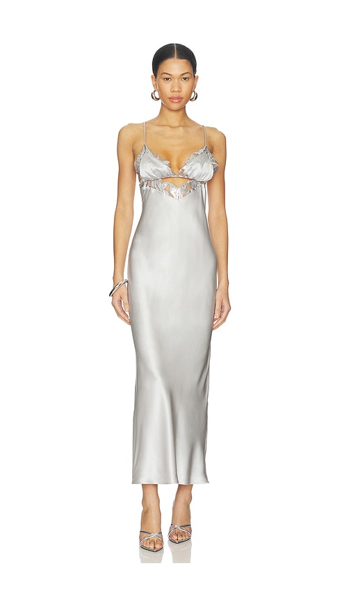 fleur du mal Foil Lily Embroidery Cutout Slip Dress