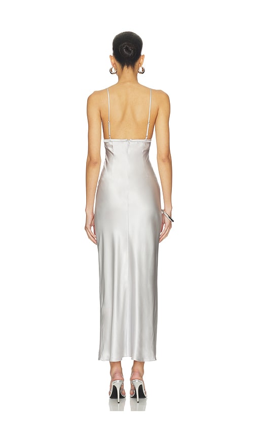  Fleur Du Mal Slipkleid Mit Folienlilie-stickerei Und Cut-outs In Metallic Silver. Größe S. Also In M. 