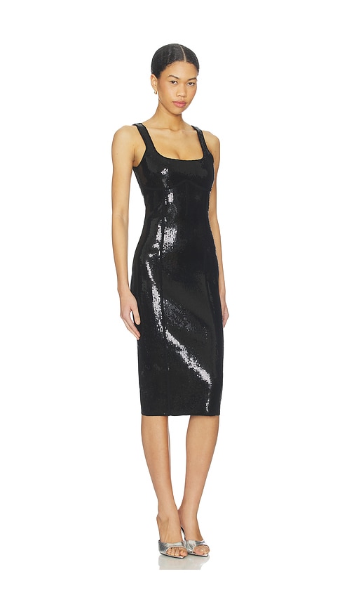 Fleur Du Mal Sequin Knit Bodycon Midi Dress In Black