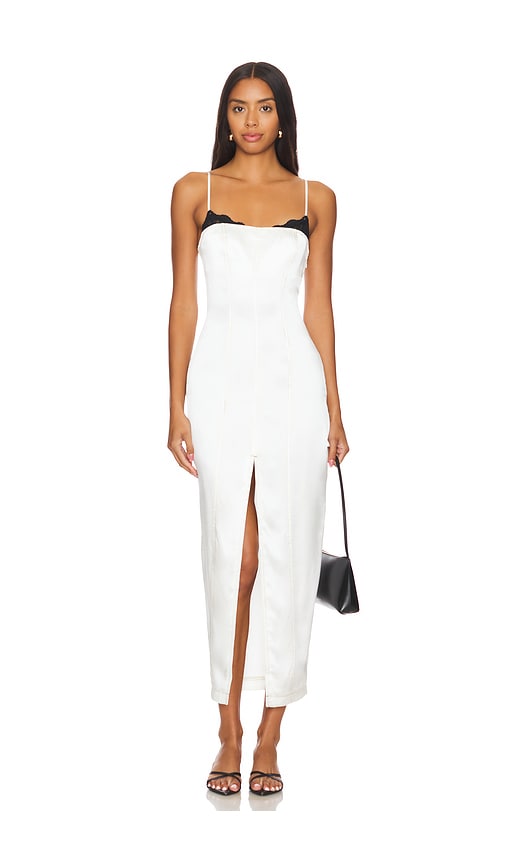 Shop Fleur Du Mal Silk Maxi Dress W/ Lace Cups In Ivory