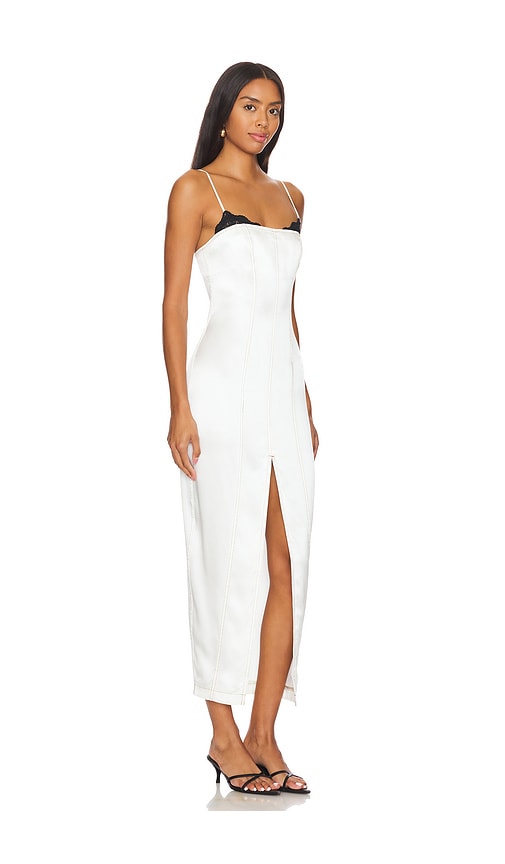 Shop Fleur Du Mal Silk Maxi Dress W/ Lace Cups In Ivory