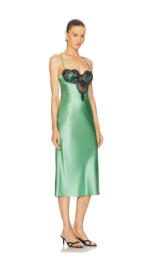 Shop Fleur Du Mal Frankie Lace Cupped Slip Dress In Pixel Green