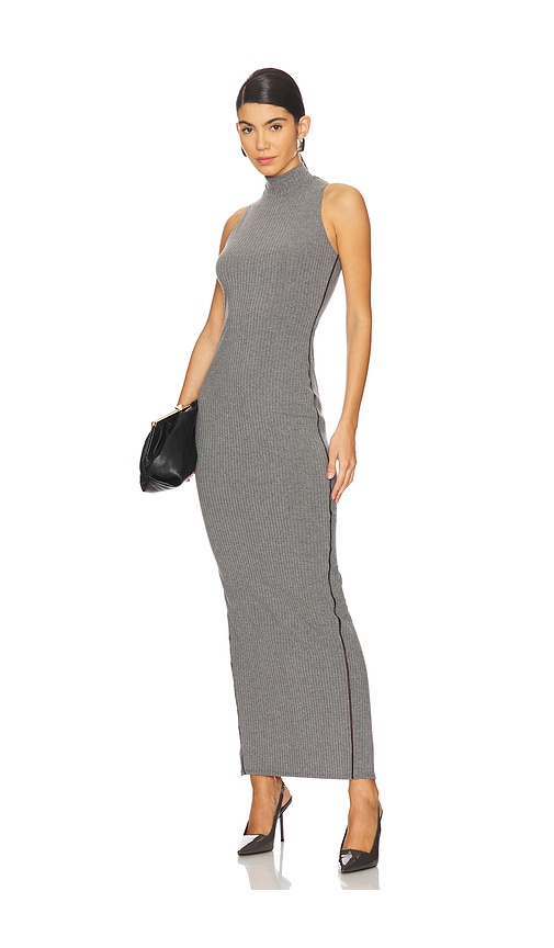 Shop Fleur Du Mal Rib Racer Maxi Dress In Grey