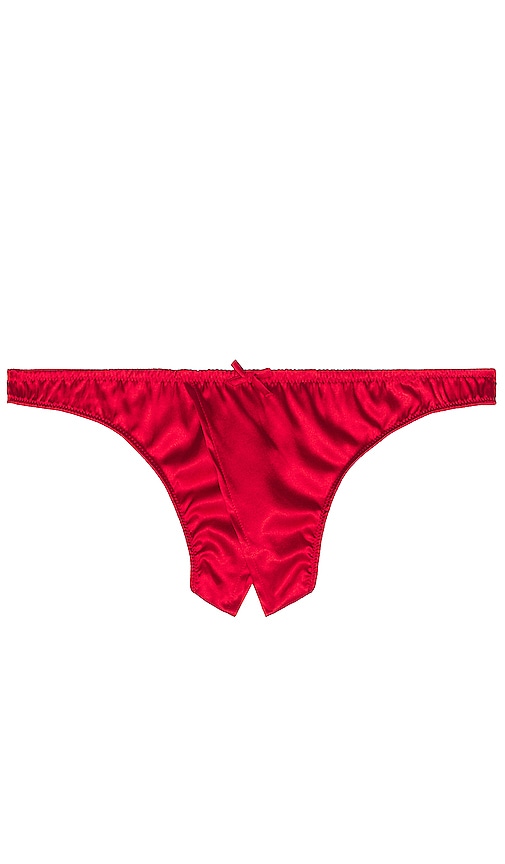 Fleur Du Mal Luxe Crotchless Thong In Rouge