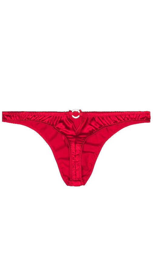 Fleur Du Mal Luxe Crotchless Thong In Rouge