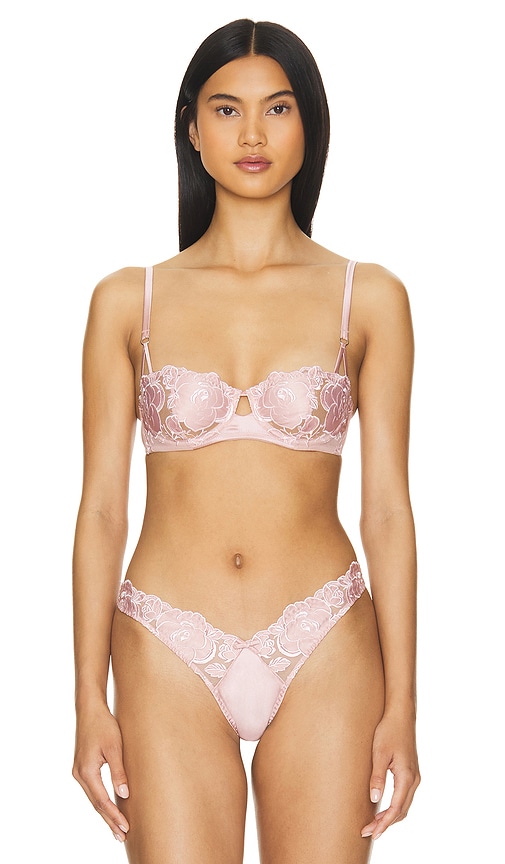 Shop Fleur Du Mal Rose Logo Bra In Rose Pink