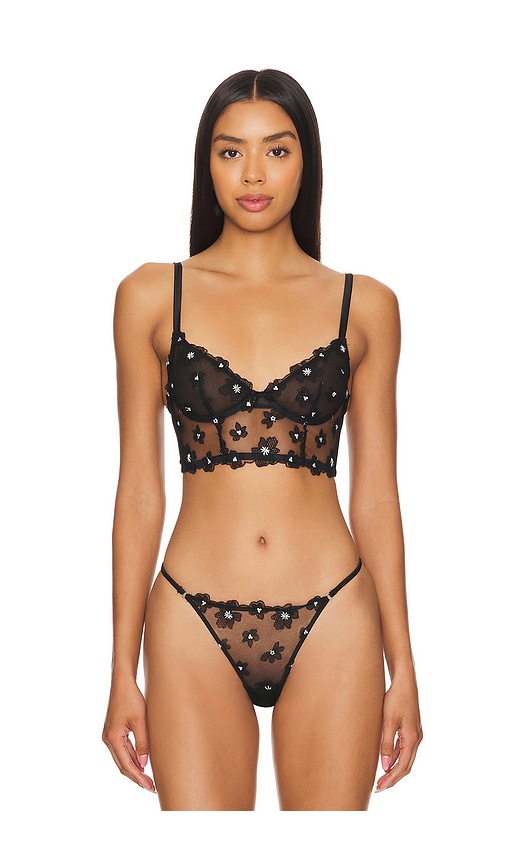 Shop Fleur Du Mal Petal Longline Bra In Black