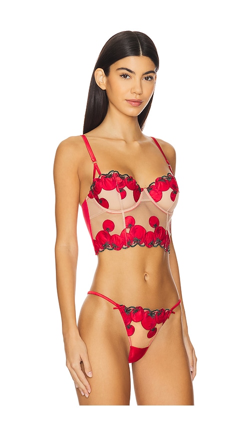 Fleur Du Mal X Revolve Tomato Embroidery Longline Bra In Sauce