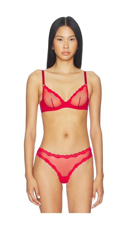 Fleur Du Mal Sheer Tulle Demi Bra In Red