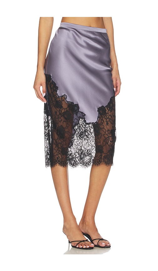 Fleur Du Mal Juliet Lace And Silk Skirt Lavender Smoke In Purple