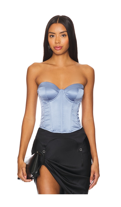 Shop Fleur Du Mal Hamptons Bustier Top In 牛仔蓝