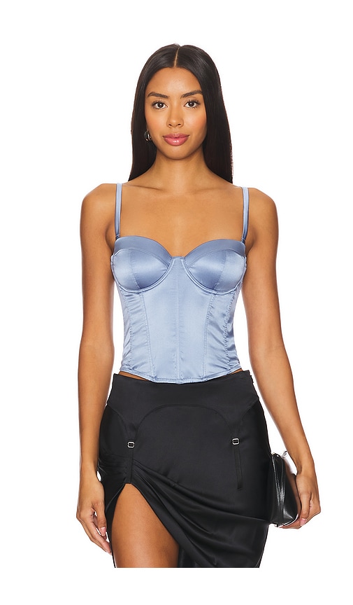 Shop Fleur Du Mal Hamptons Bustier Top In 牛仔蓝