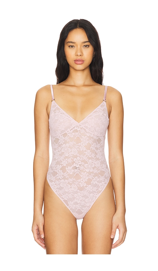 Shop Fleur Du Mal Le Stretch Lace Wireless Bodysuit In Pink