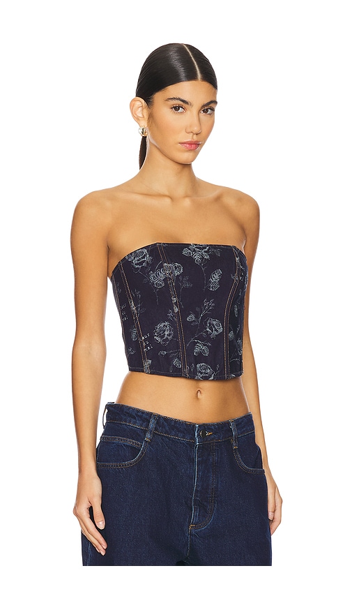 Shop Fleur Du Mal Corset Top In Blue