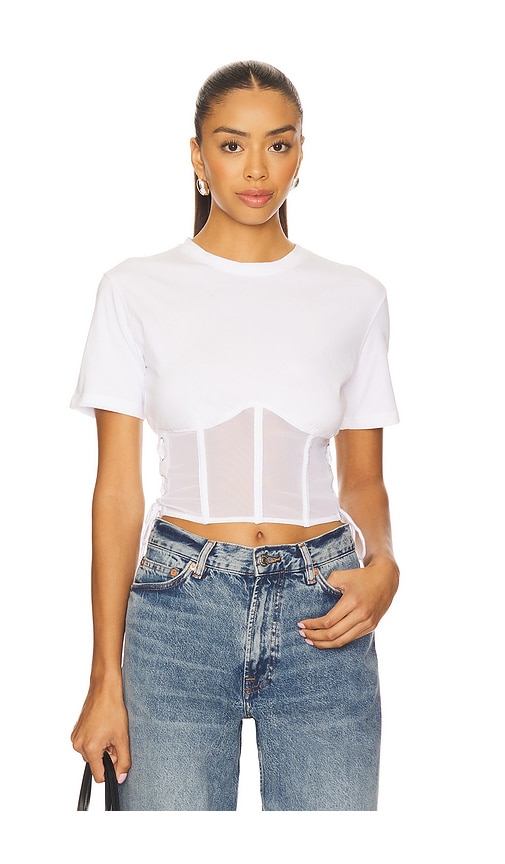Fleur Du Mal Sabrina Corset T-shirt Ivory In White
