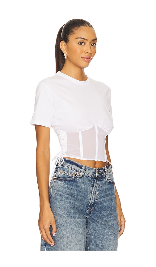 Fleur Du Mal Sabrina Corset T-shirt Ivory In White