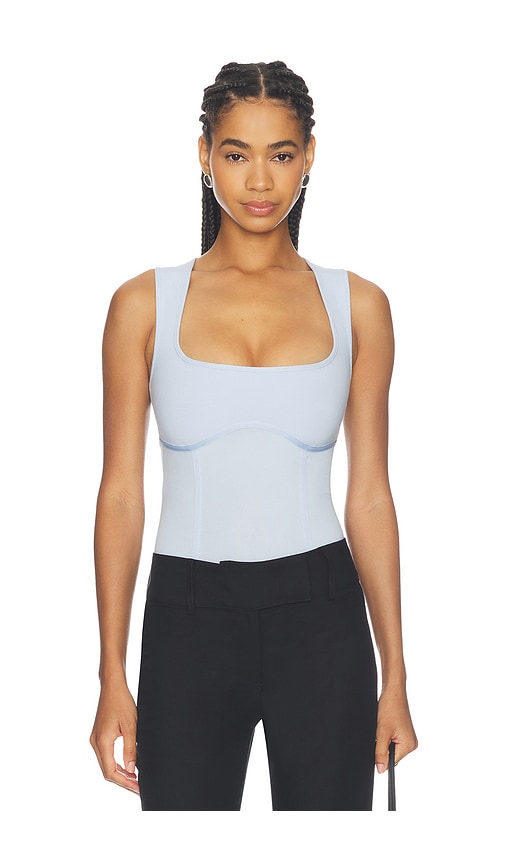 fleur du mal Organic Cotton Scoop Neck Bodysuit en Baby Blue Taille XS Also en S M L 109 €