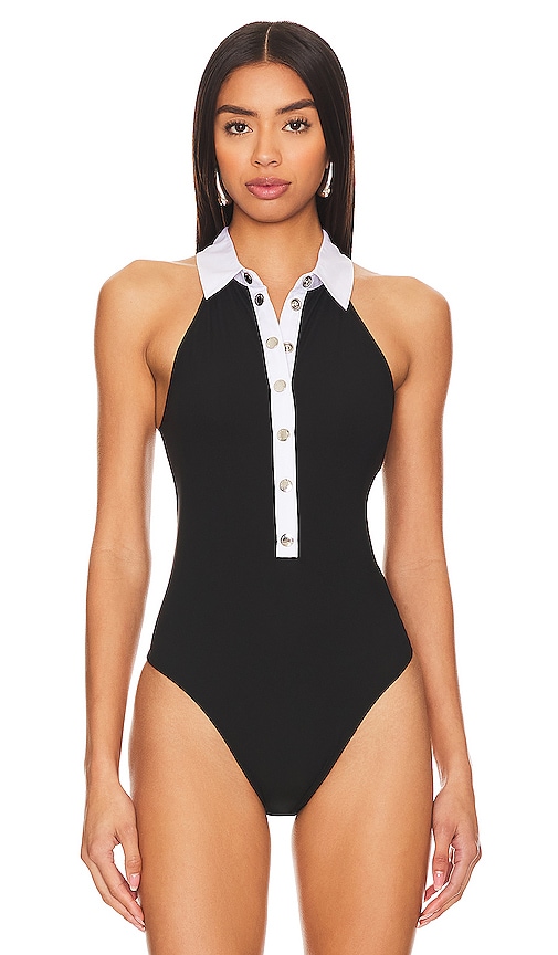 Shop Fleur Du Mal High Collar Bodysuit In Black