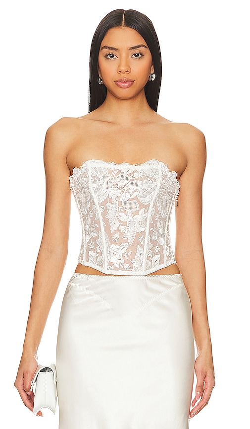 Vs Floral Embroidery Strapless Corset Top