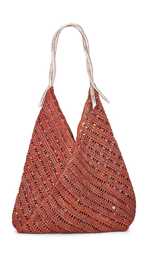 florabella Panama Crochet Raffia And Leather Tote Bag