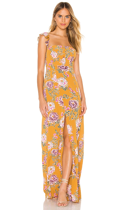 yellow bardot maxi dress