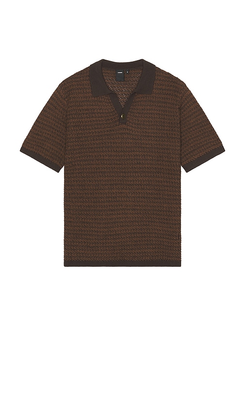 Ag Open Collar Polo in Brown. - size XL/1X (also in L, M, S)